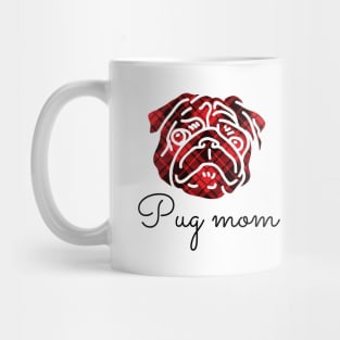 Pug Mom Red Plaid Mug